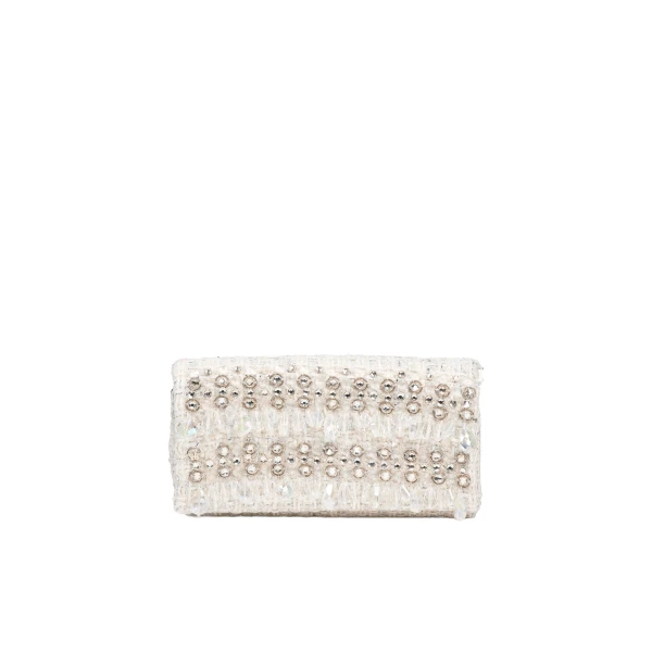 Tweed Clutch with Raindrop Embroidery