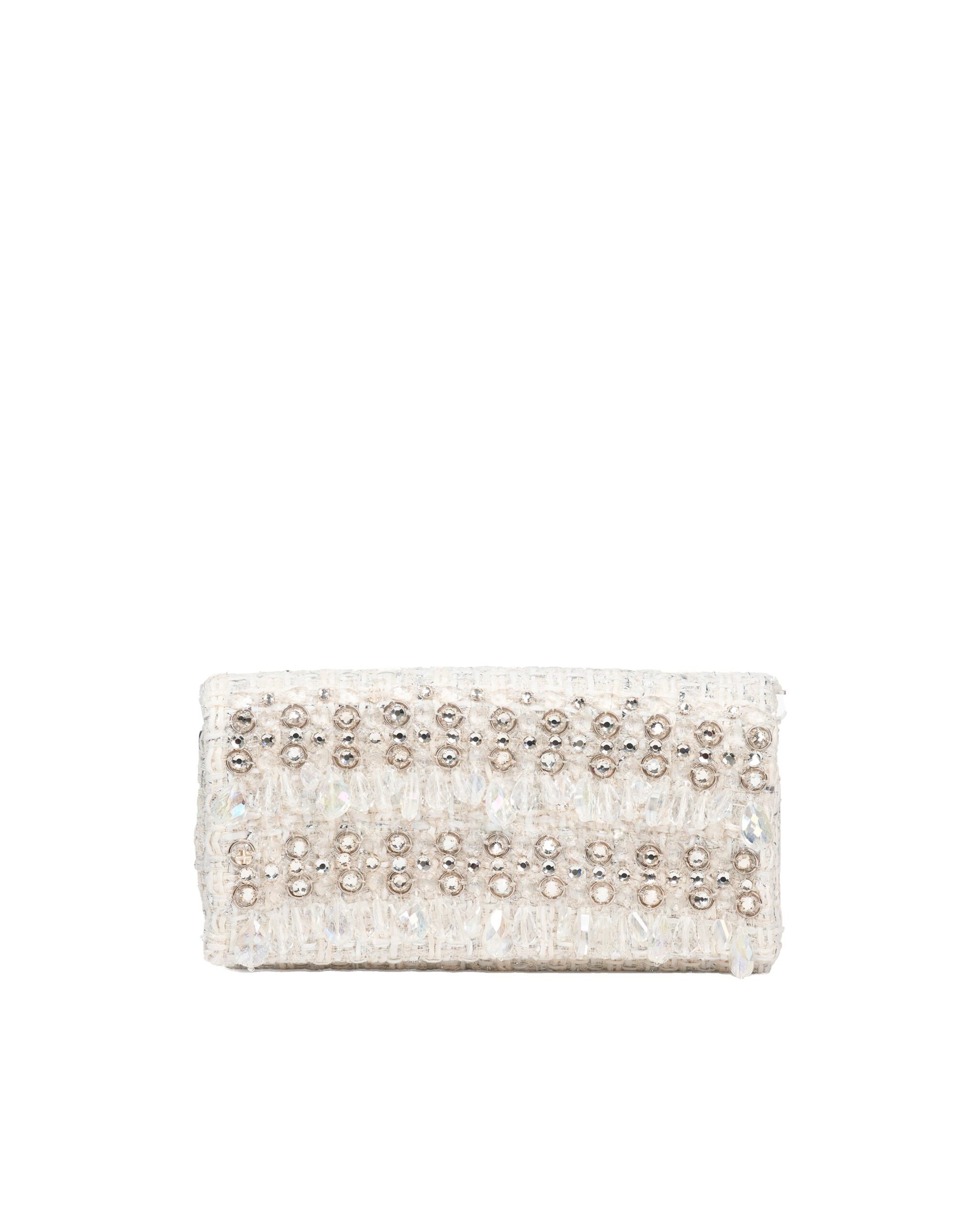 Carolina Herrera Tweed Clutch with Raindrop Embroidery | Bags | Coveti Carolina Herrera Tweed Clutch with Raindrop Embroidery