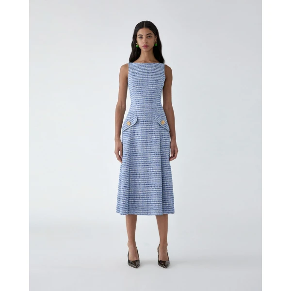 Carolina Herrera Tweed Midi Dress, view 2