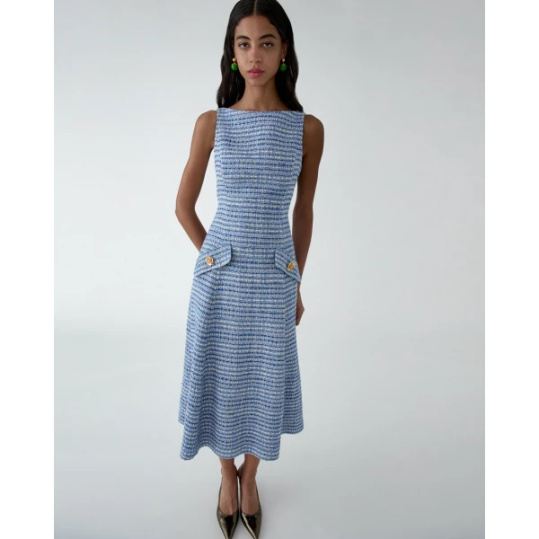 Carolina Herrera Tweed Midi Dress, view 4