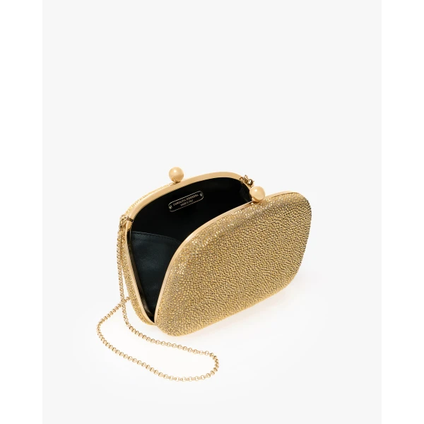 Carolina Herrera Vega Crystal Clutch in Gold, view 4