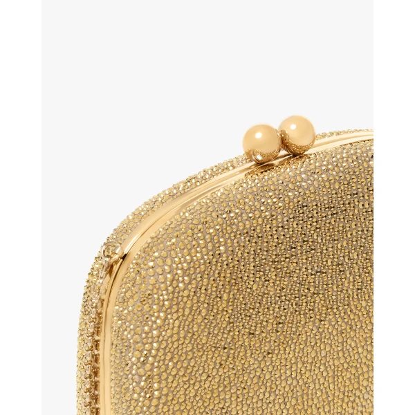 Carolina Herrera Vega Crystal Clutch in Gold, view 5