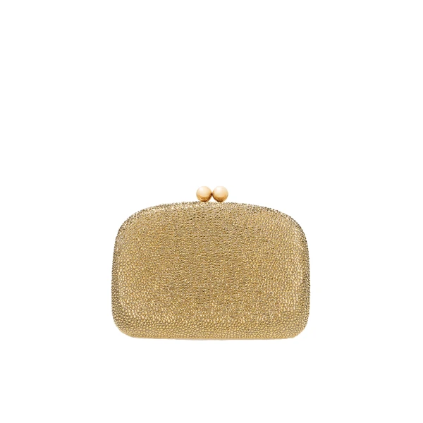 Carolina Herrera Vega Crystal Clutch in Gold