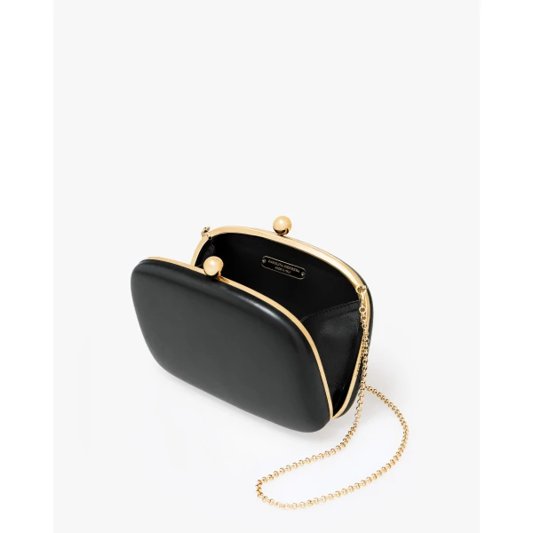 Carolina Herrera Vega Leather Clutch in Black, view 3