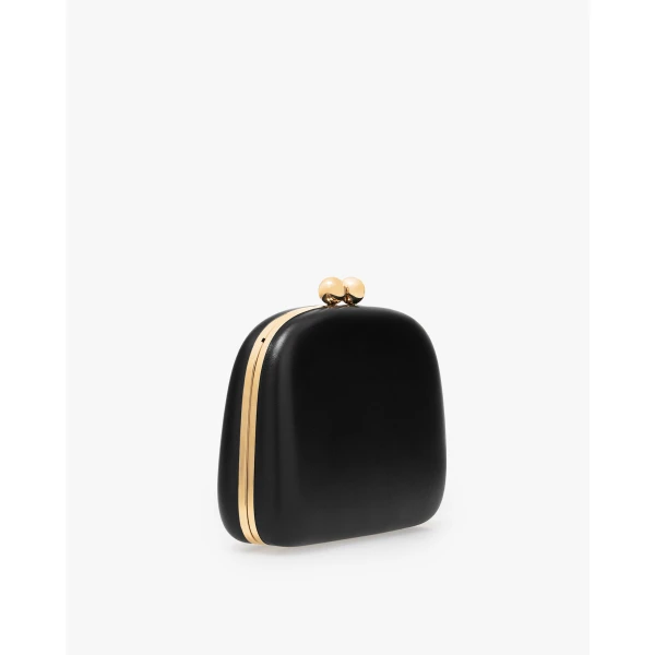 Carolina Herrera Vega Leather Clutch in Black, view 4