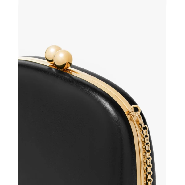 Carolina Herrera Vega Leather Clutch in Black, view 5