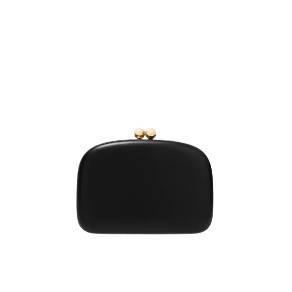 Vega Leather Clutch in Black