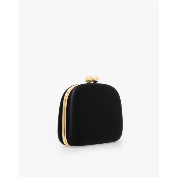 Carolina Herrera Vega Satin Clutch in Black, view 3
