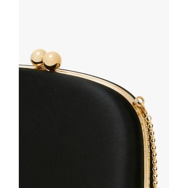 Carolina Herrera Vega Satin Clutch in Black, view 5