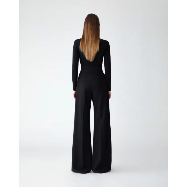 Carolina Herrera Wide-Leg Diane Pants in Black, view 3