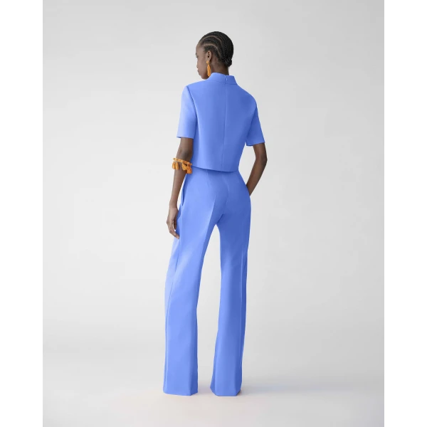Carolina Herrera Wide-Leg Diane Pants in Bluebell, view 3