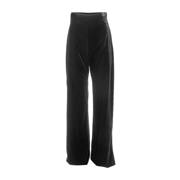 Wide-Leg Stretch Velvet Diane Pants in Black