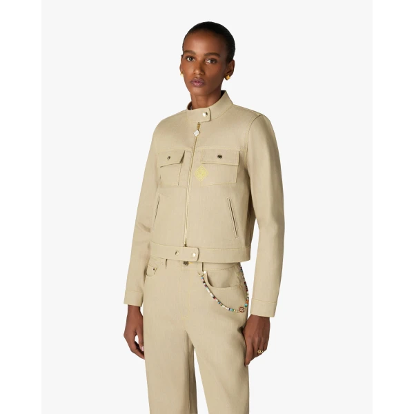 Casablanca Beige Desert Canvas Denim Jacket | Denim | Coveti