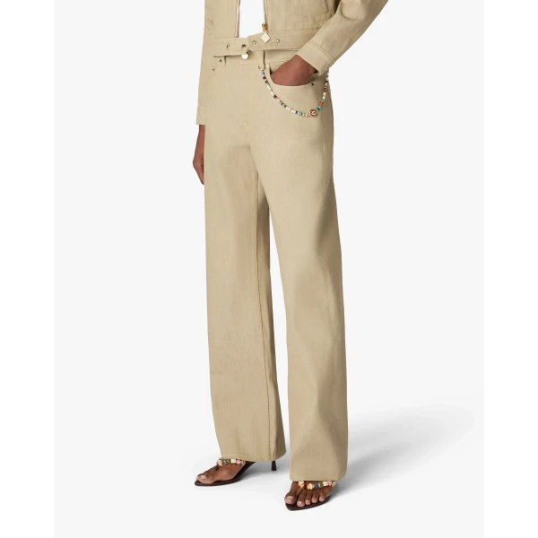 Casablanca Beige Desert Canvas Denim Jeans | Denim | Coveti