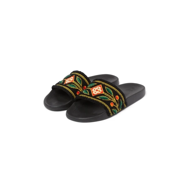 Casablanca Black Laurel Terry Slides | Flip Flops & Slides | Coveti