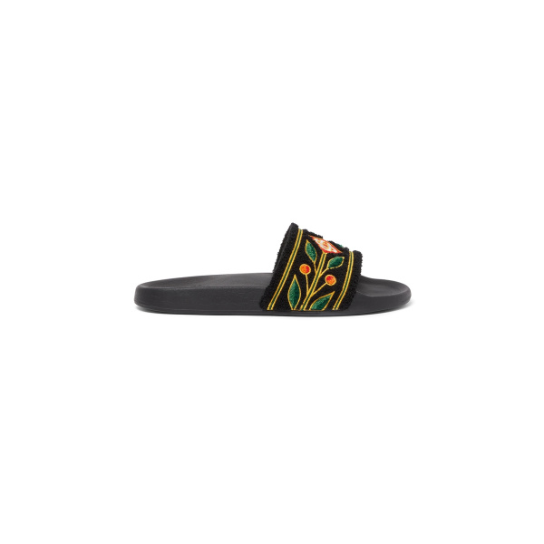Casablanca Black Laurel Terry Slides | Flip Flops & Slides | Coveti