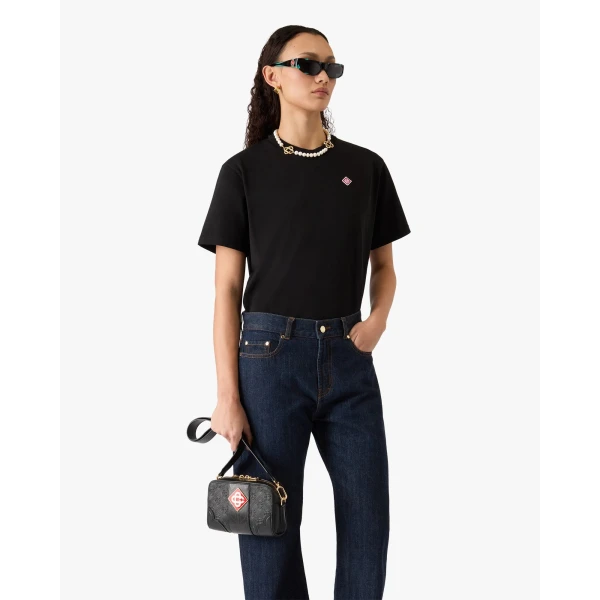 Casablanca Black Monogram Crossbody Bag | Shoulder & Crossbody Bags | Coveti