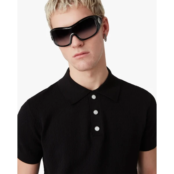 Casablanca Black Outline Shield Sunglasses | Sunglasses | Coveti