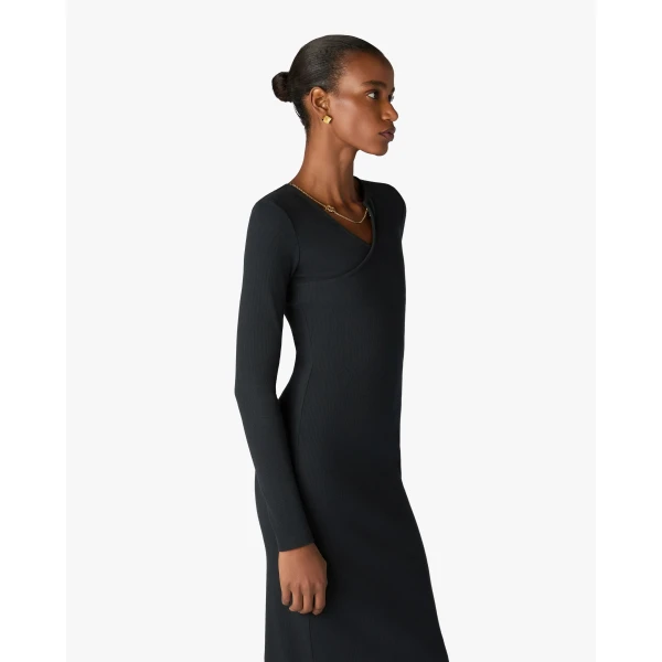 Casablanca Black Ribbed Jewellery Maxi Dress | Long Dresses | Coveti