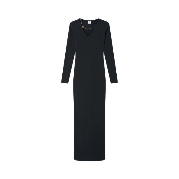 Casablanca Black Ribbed Jewellery Maxi Dress | Long Dresses | Coveti