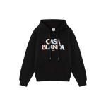 Casablanca Black Stacked Logo Embroidered Hooded Sweatshirt | Hoodies | Coveti