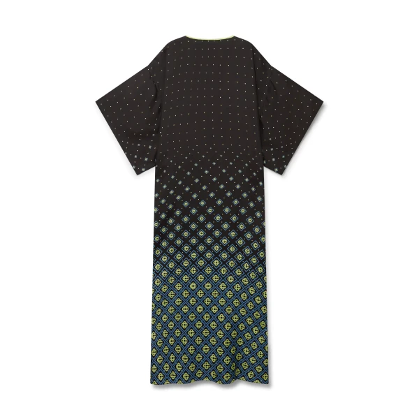Casablanca Black and Lime Degrade Monogram Silk Kaftan | kaftan | Coveti