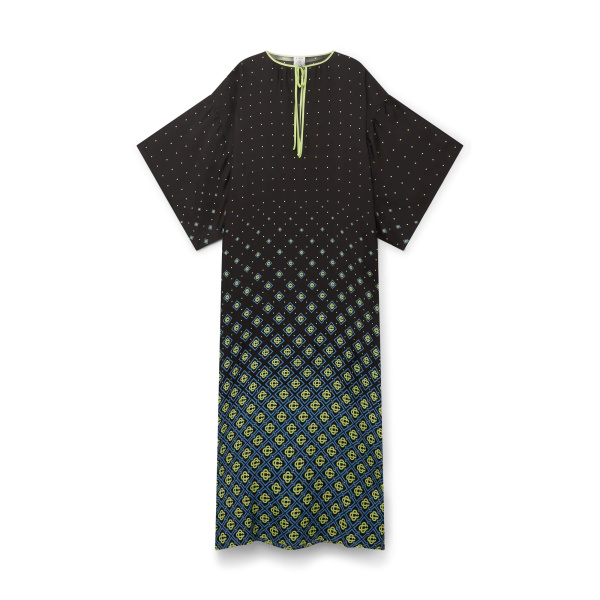 Casablanca Black and Lime Degrade Monogram Silk Kaftan | kaftan | Coveti