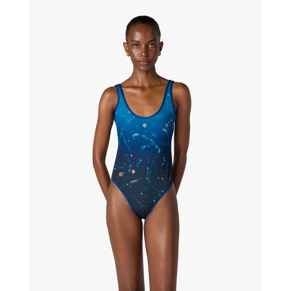 Casablanca Blue Astrology Printed Swimsuit | Swimsuits | Coveti