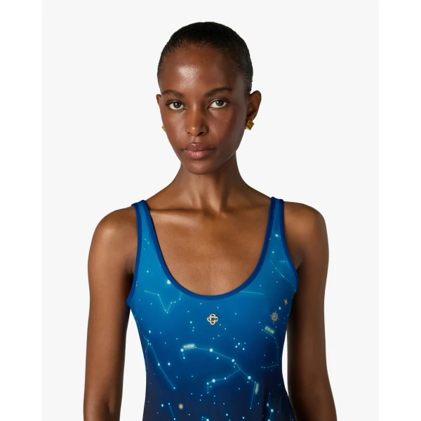 Casablanca Blue Astrology Printed Swimsuit | Swimsuits | Coveti