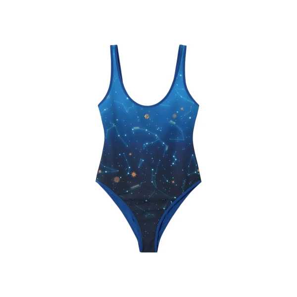 Blue Astrology Printed Swimsuit