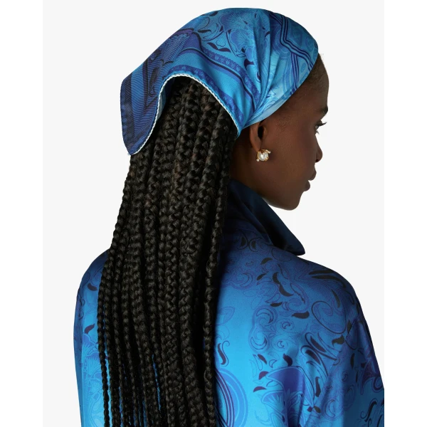 Casablanca Blue Gradient Egyptian Rug Medium Silk Scarf | Scarves | Coveti