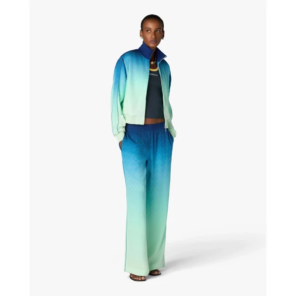 Casablanca Blue & Green Gradient Monogram Jacquard Track Jacket | Jackets | Coveti