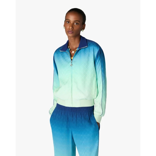 Casablanca Blue & Green Gradient Monogram Jacquard Track Jacket | Jackets | Coveti