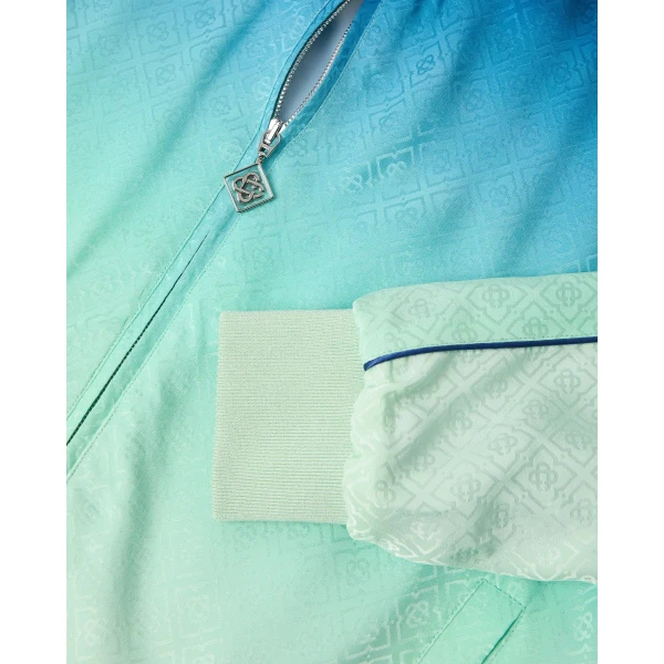 Casablanca Blue & Green Gradient Monogram Jacquard Track Jacket | Jackets | Coveti