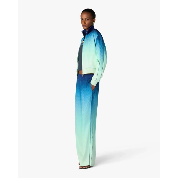 Casablanca Blue & Green Gradient Monogram Jacquard Trousers | Pants | Coveti