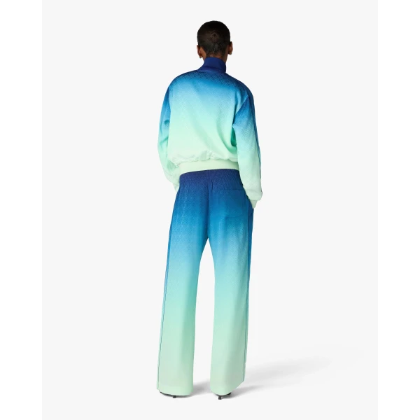 Casablanca Blue & Green Gradient Monogram Jacquard Trousers | Pants | Coveti