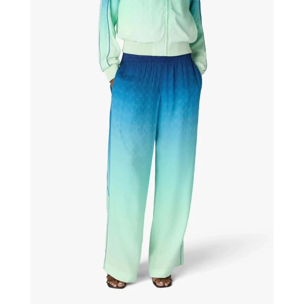 Casablanca Blue & Green Gradient Monogram Jacquard Trousers | Pants | Coveti