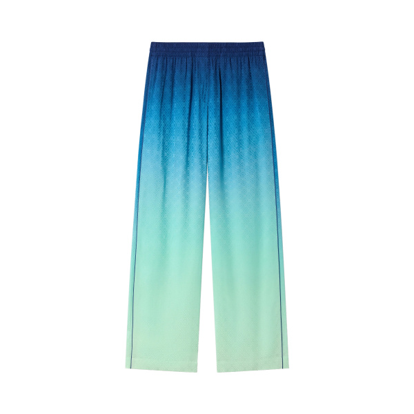 Casablanca Blue & Green Gradient Monogram Jacquard Trousers | Pants | Coveti