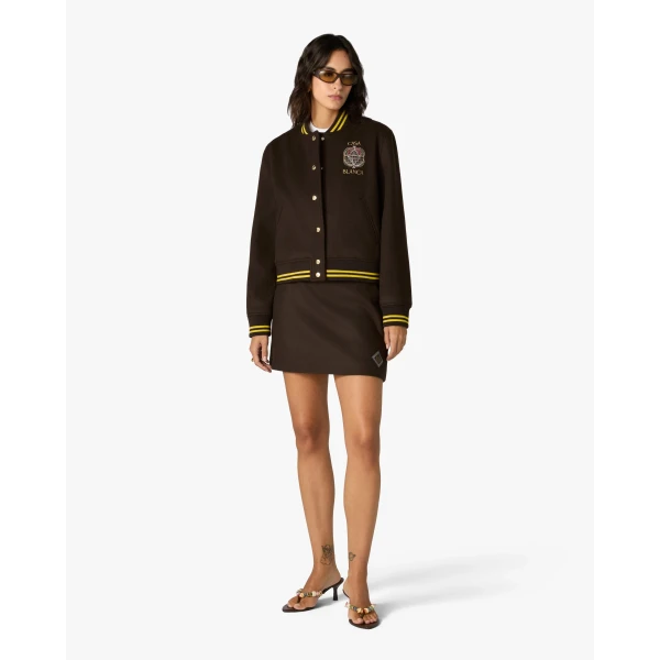 Casablanca Brown Celestial Pyramid Wool Varsity Jacket | Jackets | Coveti