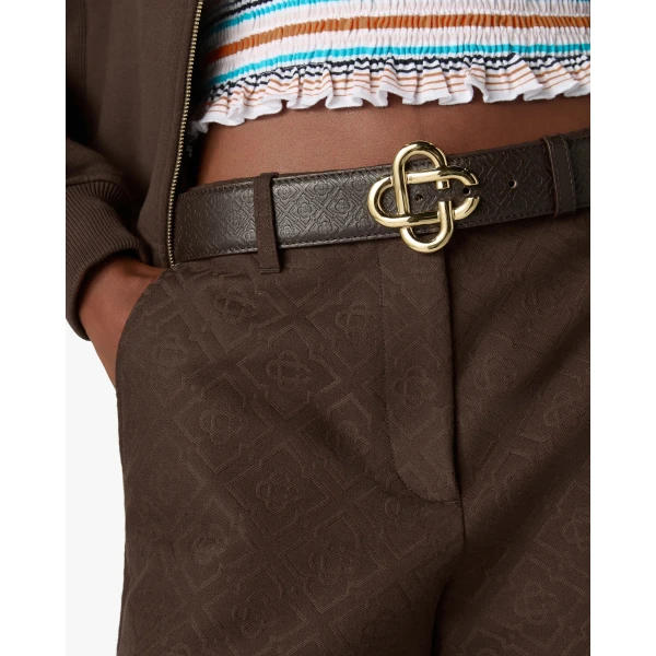 Casablanca Brown & Gold Classic Leather CC Logo Belt | Belts | Coveti