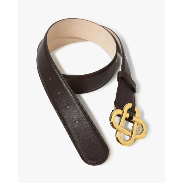 Casablanca Brown & Gold Classic Leather CC Logo Belt | Belts | Coveti