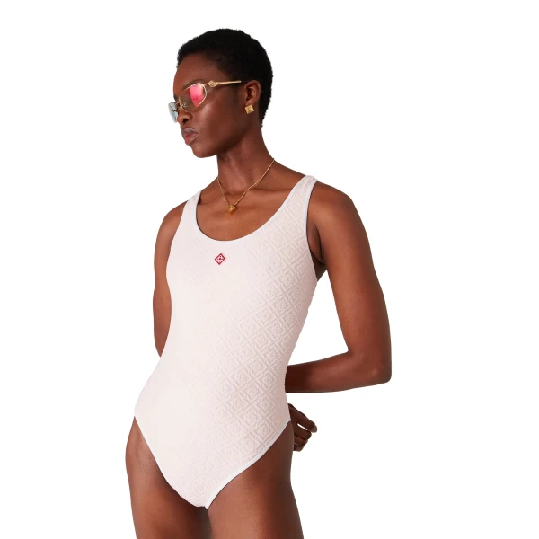 Casablanca Cream Monogram Swimsuit | Swimsuits | Coveti