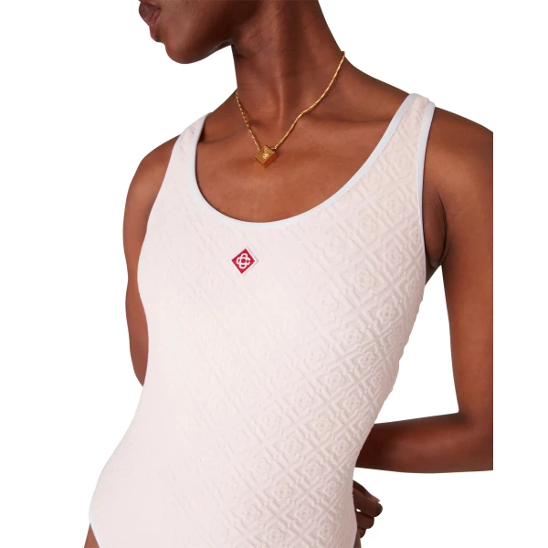 Casablanca Cream Monogram Swimsuit | Swimsuits | Coveti