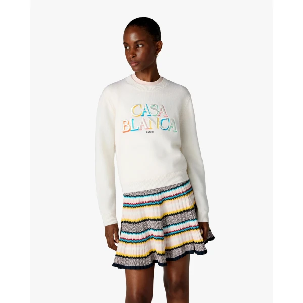 Casablanca Cream Stacked Logo Jumper | Sweater | Coveti