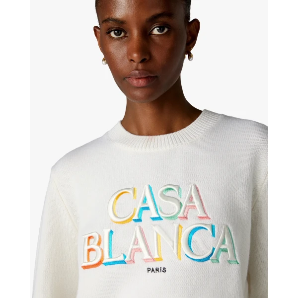 Casablanca Cream Stacked Logo Jumper | Sweater | Coveti
