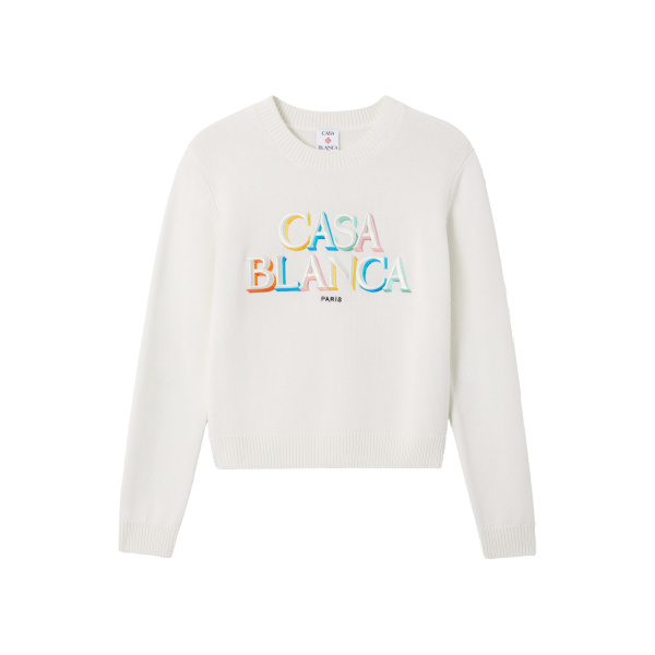 Casablanca Cream Stacked Logo Jumper | Sweater | Coveti