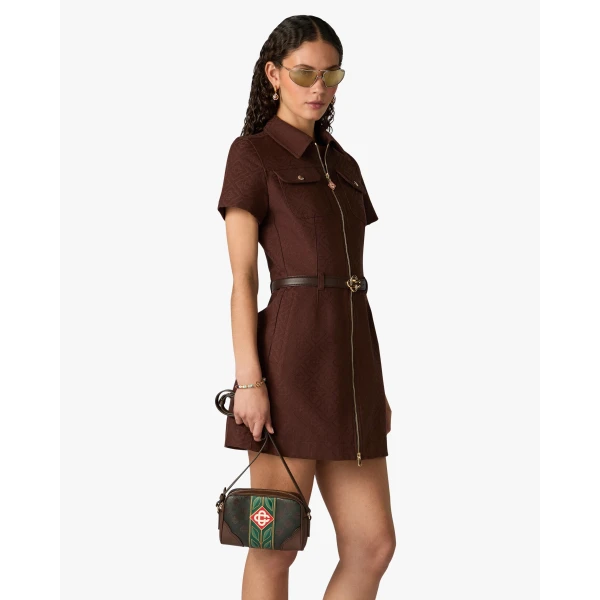 Casablanca Dark Brown Monogram Crossbody Bag | Shoulder & Crossbody Bags | Coveti