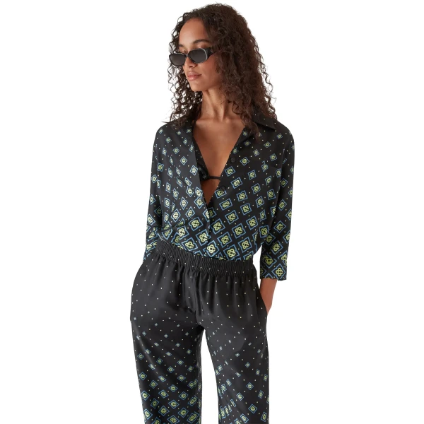 Casablanca Degrade Monogram Long Sleeve Silk Shirt | Shirt | Coveti