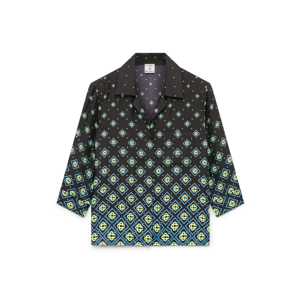 Casablanca Degrade Monogram Long Sleeve Silk Shirt | Shirt | Coveti