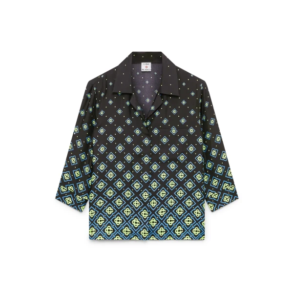 Degrade Monogram Long Sleeve Silk Shirt